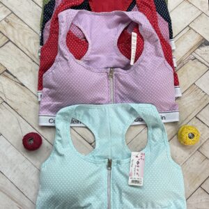 نیم تنه نخ پنبه خالدار پاستیلی زیپدار (جین ۱۲تایی)