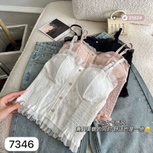 نیم تنه کراپ وارداتی فانتزی کد ۷۳۴۶